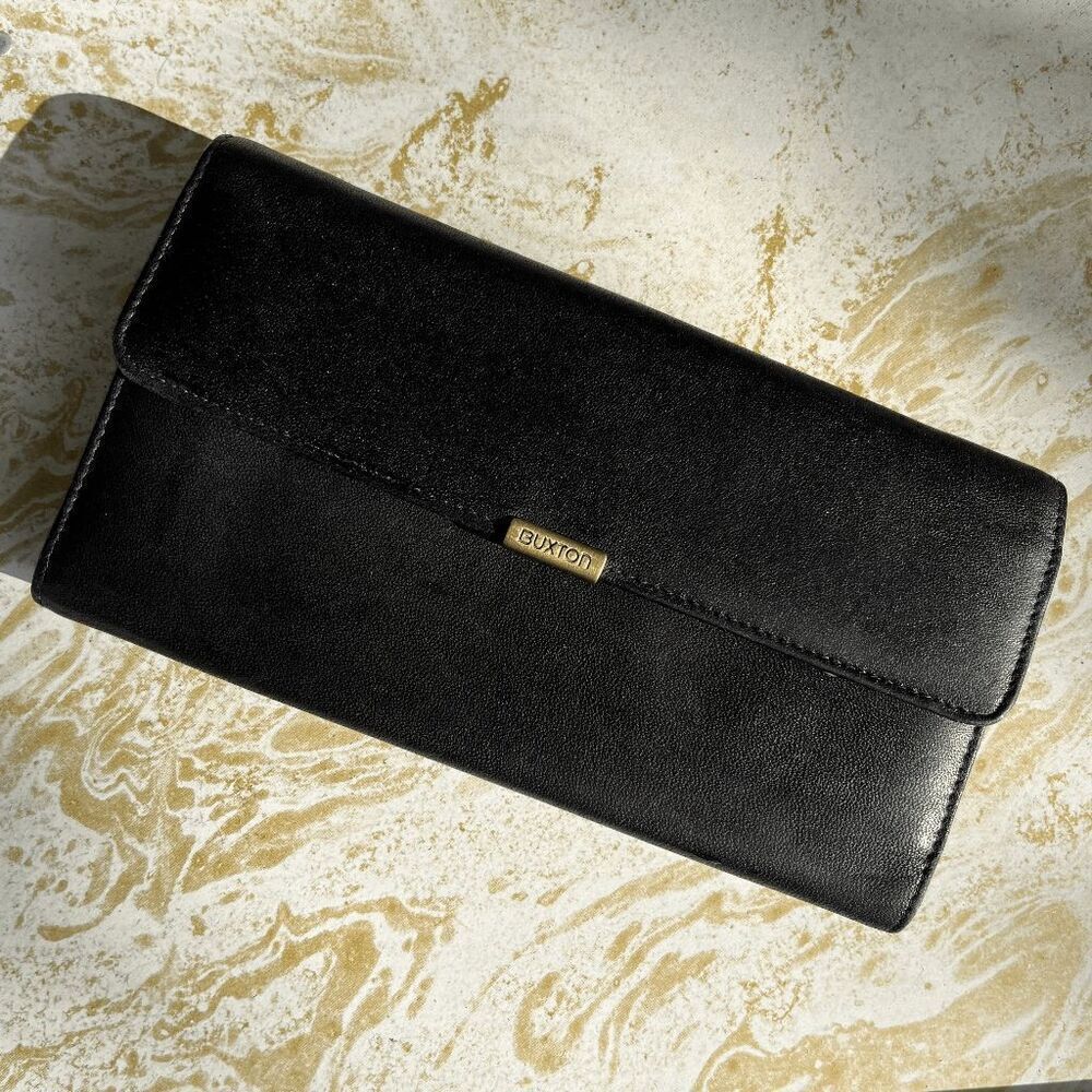 Vintage Buxton Leather Wallet w/ Solid Brass Hardware & Velvet Tough Cowhide Ext